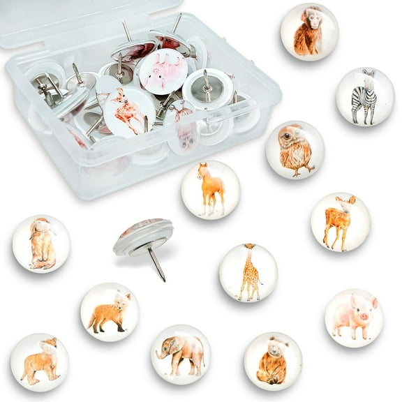 Cute Animal Push Pins Fun Thumb Tacks for Cork Boards Glass Pushpins Cat Thumbtack Photo Walls Bulletin Board Home Office Classroom Decor (24 Pcs  )