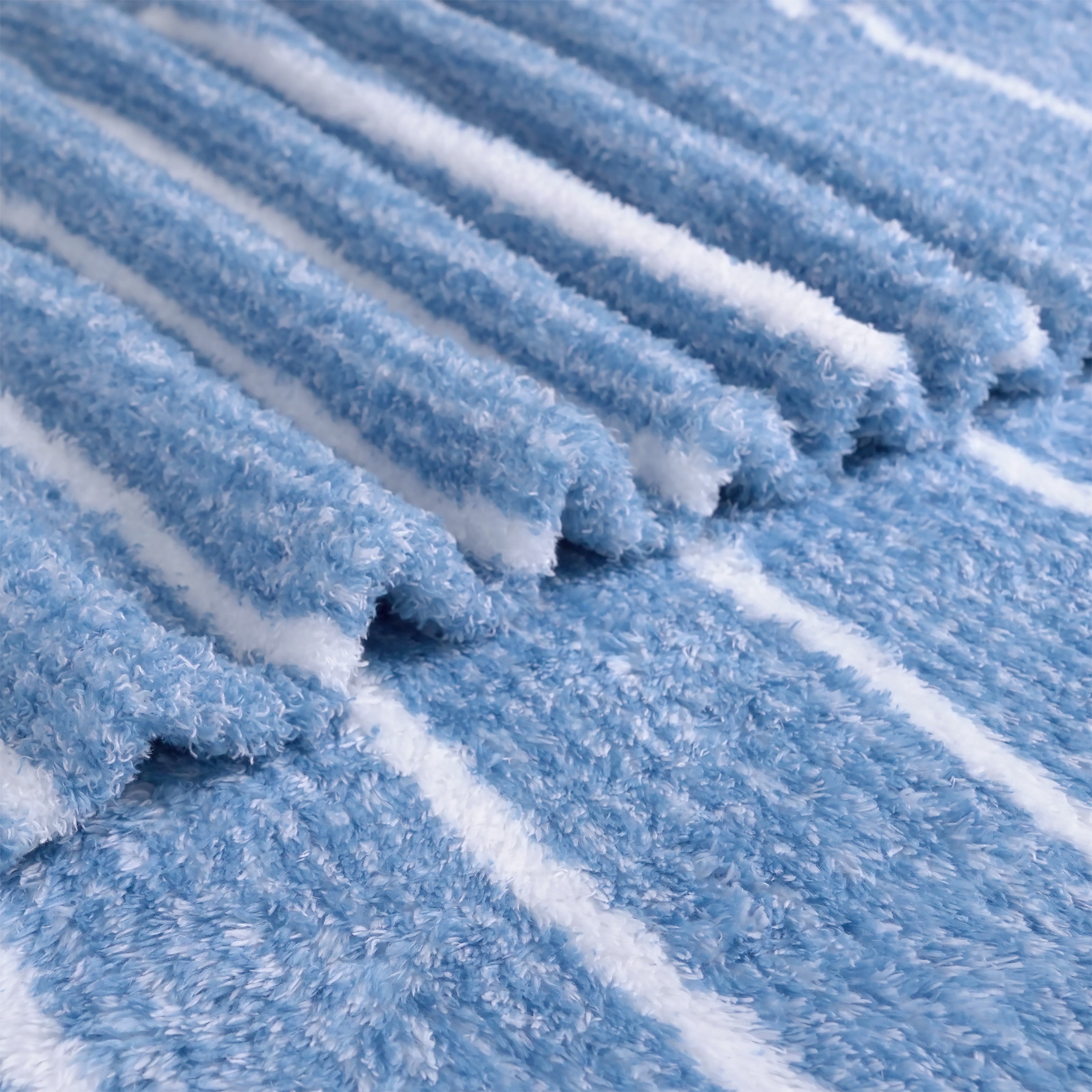 Regal Living Ultra Soft Cozy Knit Throw Blanket, Persian Blue Stripe, 90" x 90"