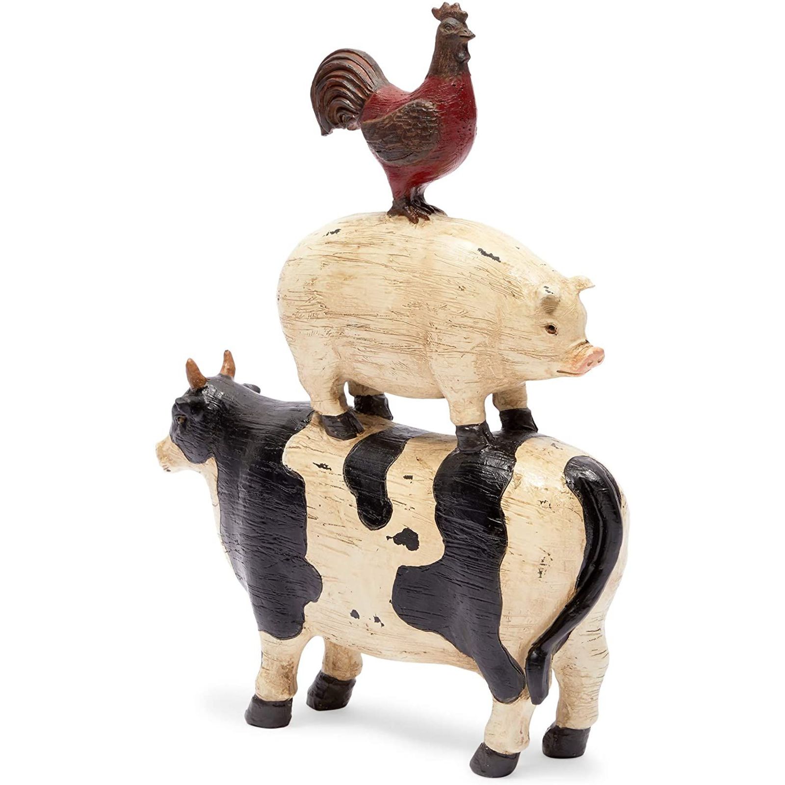 Farm Animal Decor Chicken, Pig, Cow Figurine Resin Statue 9.2