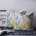 thumbnail image 2 of 18x18 Pillow Covers Set of 2, Floral Hummingbird Throw Pillow Covers Decorative Couch Cushion Case, Spring Watercolor Flowers Microfiber Square Pillowcases for Bedroom Car Living Room, 2 of 7