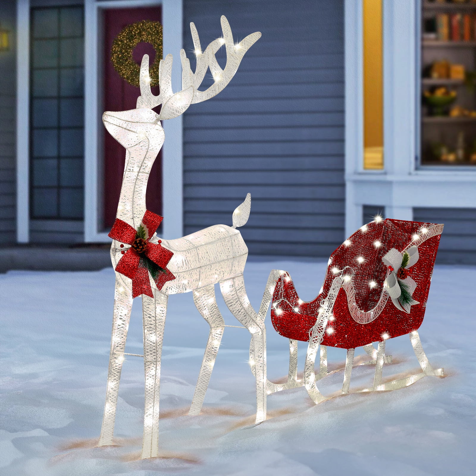 リリパットレーン86☆HOLY CHRISTMAS Animated and Musical Reindeer Ride LED Lighted Christmas