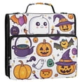 thumbnail image 2 of 3 Ring Zipper Binder with Shoulder Strap Waterproof Trapper Keeper 2 Inch D-Ring 500 Sheets Capacity Cartoon Ghost Pumpkin Bats, 2 of 8