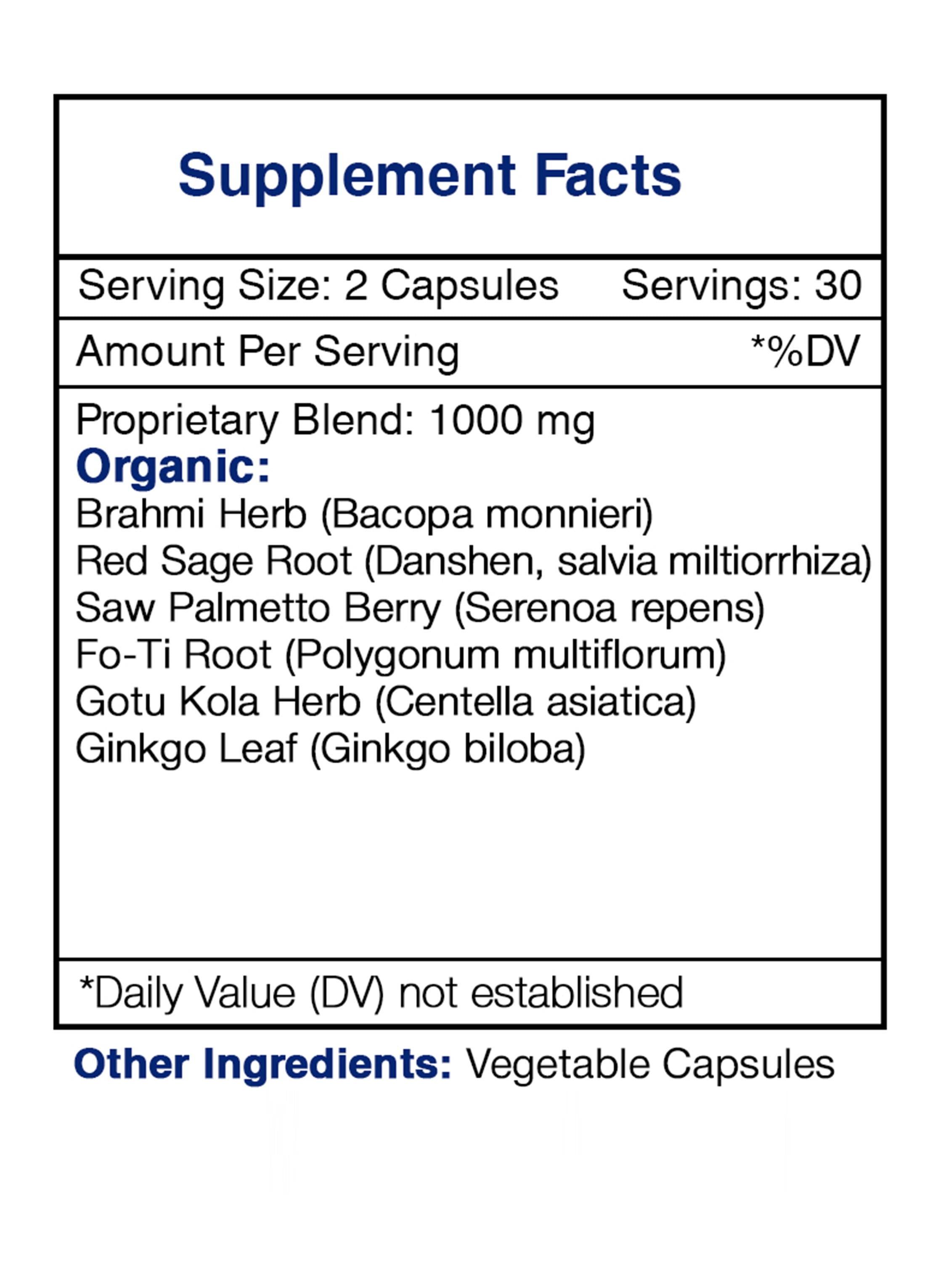 Secrets of the Tribe Warrior's Mane Capsules Dietary Supplement, Natural Herb Blend, Made from Brahmi, Red Sage, Saw Palmetto, Fo-Ti Root, Gotu Kola, Ginkgo 60 Count