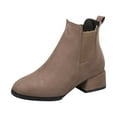 thumbnail image 2 of YUNAFFT Women's Boot Clearance, Women's Sleeve Mid Heel Thick Heel Low Tube Suede Casual Short Boots, 2 of 4