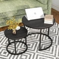 thumbnail image 2 of vfytbgnhj Small Coffee Table   Round End Tables for Living Room  Modern Black Nesting Tables  Farmhouse Wood Side Table With Metal Frame  Easy Assembly  Stacking, 2 of 7
