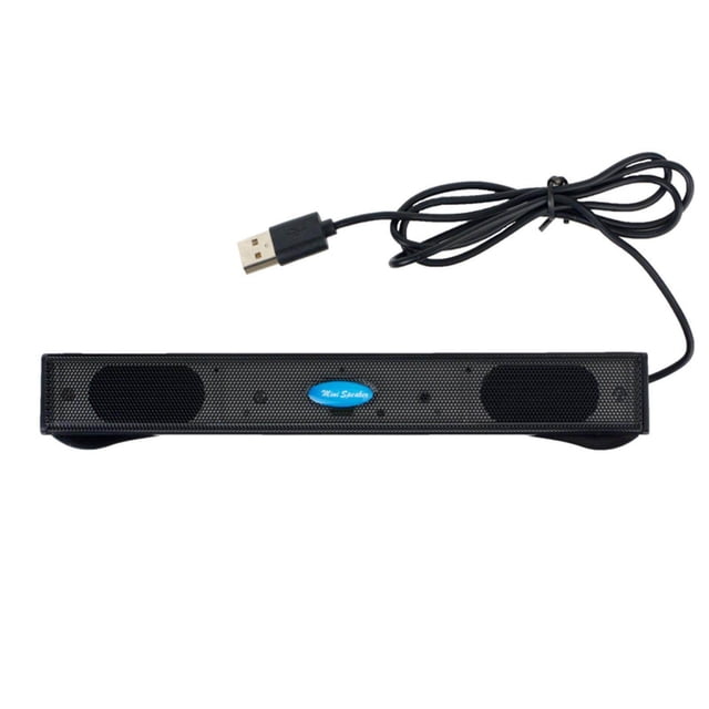 pitrice USB Powered Computer Speaker Sound Bar for Space Saving PC Laptop on Space Speaker Bar Black