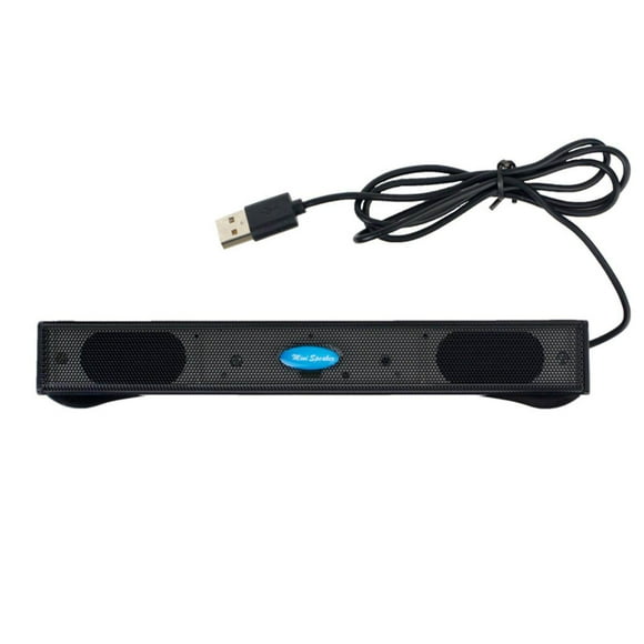 pitrice Barre de Son pour Haut-Parleur d'Ordinateur Alimenté par USB pour PC Portable Gain de Place Barre de Son Noire