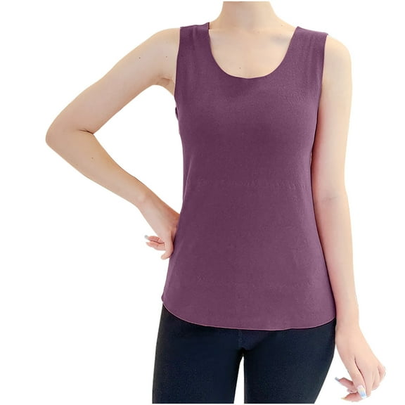 LYXSSBYX Tank Tops for Women Women's Seamless Suspender With Added Velvet and Thick Back Protection Bottom Coat Tank Tops Round Neck Tank Tops