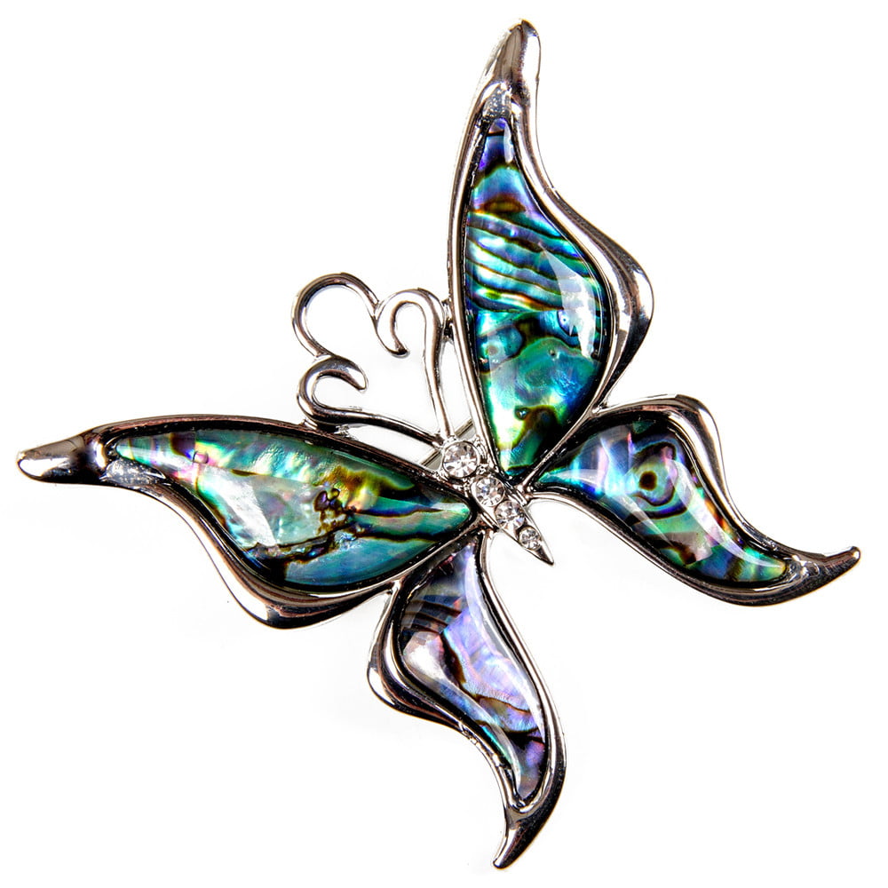 Vintage Mother of Pearl Abalone Butterfly Brooch Pin