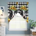 thumbnail image 6 of Swag Valance Curtains for Windows, Farmhouse Cow Light Filtering Kitchen Curtains with Rod Pocket, Pastoral Sunflower Botanical Black Plaid Window Treatment Valances for Living Room, 36x36 - 2 PCS, 6 of 9