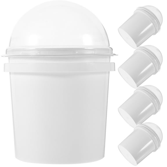 Raindrops White Plastic Popcorn Bucket with Dome Lid for Home Use Snack Container Food Grade Reusable 6pcs