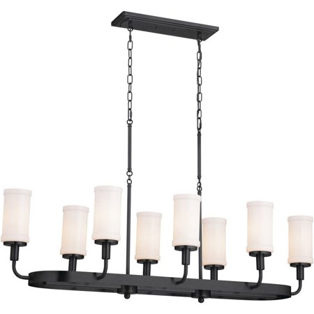 

8 Light Double Linear Chandelier in Homestead Style-25.5 inches Tall and 17.5 inches Wide-Textured Black Finish Bailey Street Home 147-Bel-4652797