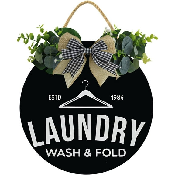 Eveokoki 12" Laundry Room Decor,Wooden Laundry Room Signs Wall Decor Funny Laundry Room Signs Vintage Laundry Room Wash Dry Fold Repeat Signs Farmhouse Laundry Rustic Wall Decor