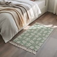thumbnail image 2 of Kitchen Runner Rugs, Classical Leaves Simple Figure 2'x3' Throw Rug with Tassels, Pastoral Leaf on Green Washable Soft Floor Carpet Runner for Hallway Bedroom Bathroom Laundry Room, 2 of 9