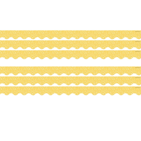 Teacher Created Resources Composition Yellow Scalloped Border Trim, 35 Feet Per Pack, 6 Packs