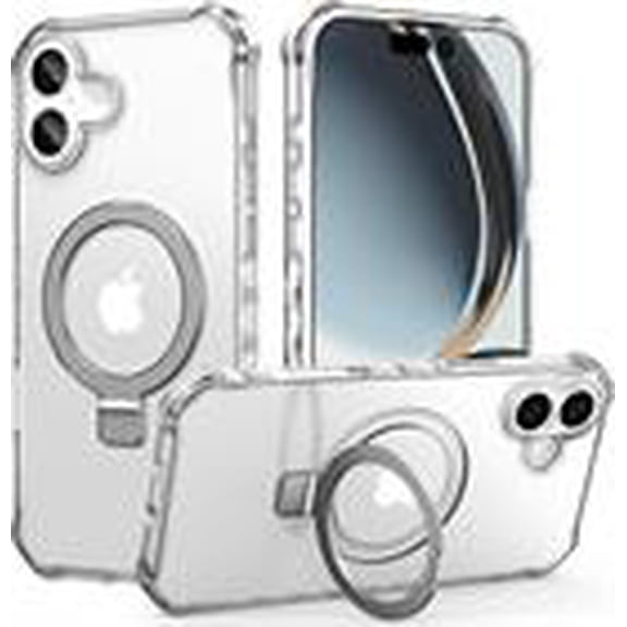 Rancase for iPhone 16 Case with Magnetic Invisible Stand - MagSafe Compatible, Slim Shockproof Translucent Matte Kickstand, Wavy Frame Design, Clear