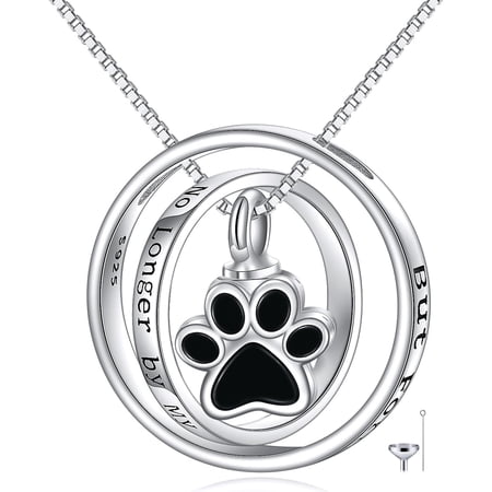 XATENJE Paw Print Urn Necklace for Ashes Sterling Silver Pet Cremation Jewelry Memorial Cremation Pendent Necklace for Pet/Dog's/Cat's Ashes