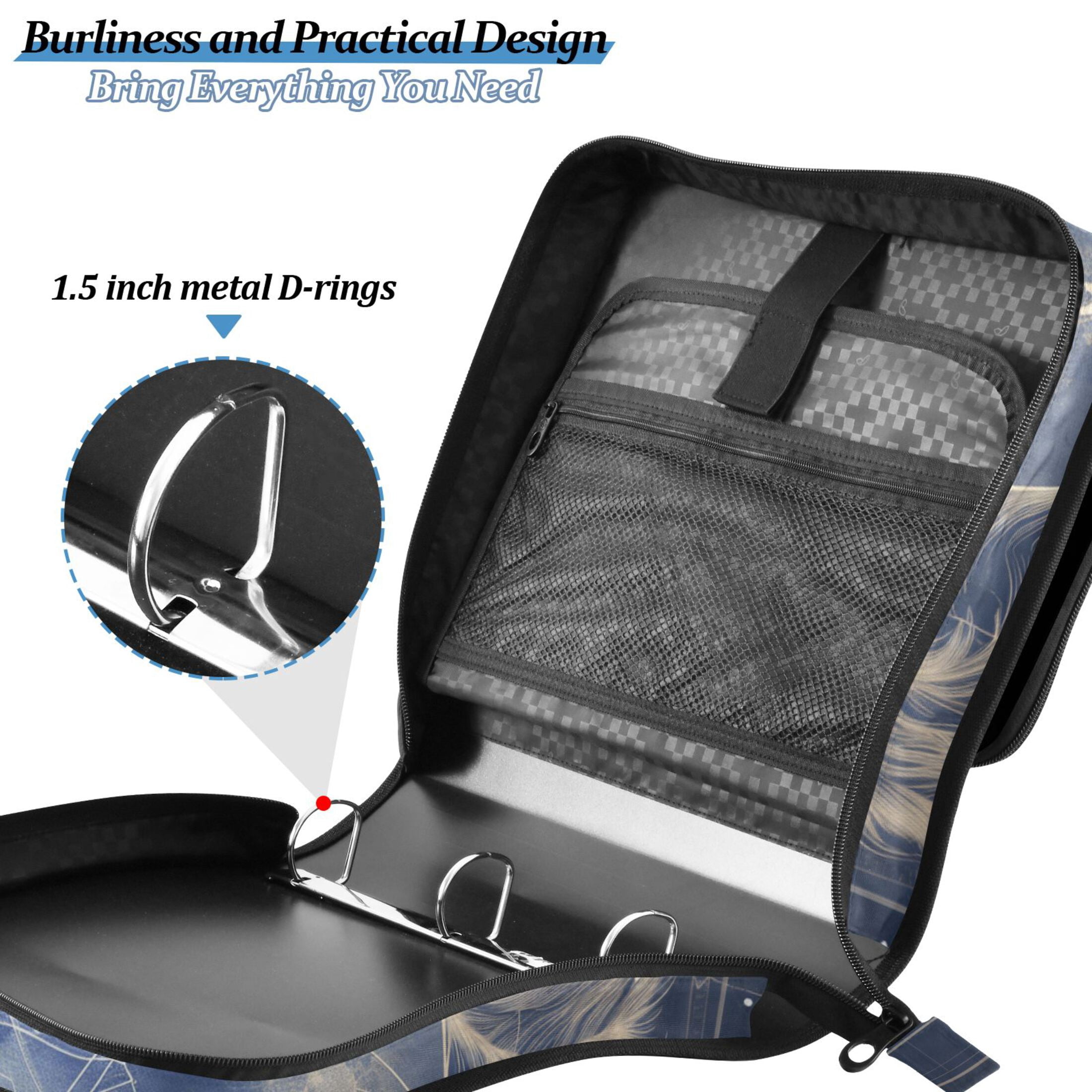 3 Ring Zipper Binder with Shoulder Strap Waterproof Trapper Keeper 2 Inch D-Ring 500 Sheets Capacity Capricornus Of Zodiac