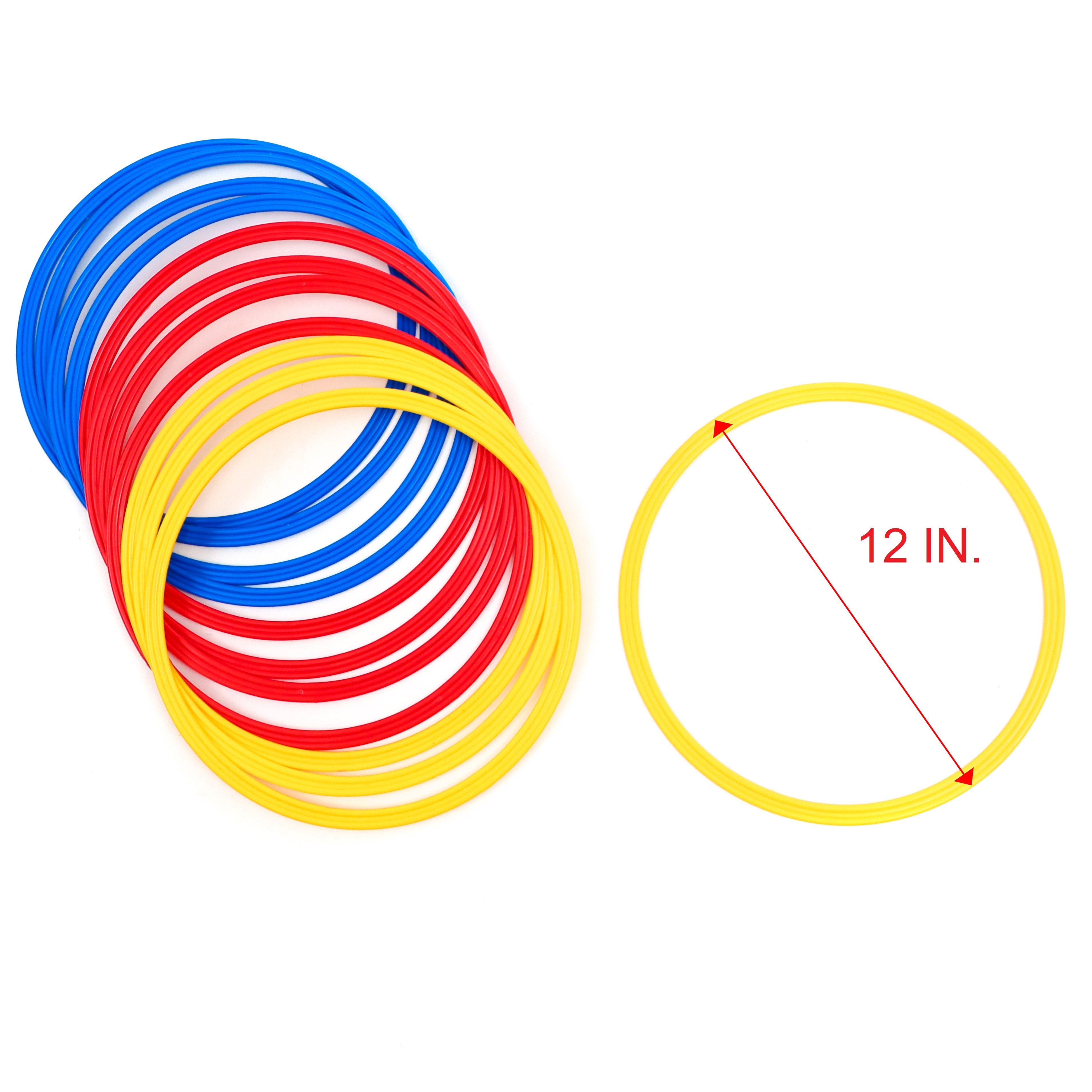 Trademark Innovations Speed & Agility Training 12" Rings + Carrying Case (Pack of 12, Red, Yellow & Blue)