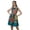 Teal Blue, variant on Moomaya Printed Lace Evening Mini Dress For Party Sleeveless Women Clothing