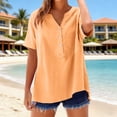 thumbnail image 4 of BODOAO Womens Summer Cotton Linen Blouses Elbow-Length Light Weight Plain Blouses Business Tank Small And Large Sizes Casual Tops for Vacation Comfy Lounge Wear V Neck Shirt Trendy Tops Orange 3Xl, 4 of 9