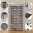 thumbnail image 4 of Zapatera alta con cubierta, organizador de zapatos de 10 niveles para 50-55 pares de zapatos y botas, estante de zapatos de gran capacidad con 8 bolsillos para clóset, entrada, cochera, 4 of 8