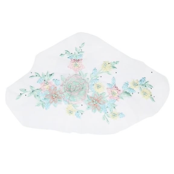 Uxcell Flower Fabric Beaded Lace Applique, 3D Sew on Flower Fabric Patches Embroidered Pearl Lace Patch with Sequins for DIY Sewing Clothing Wedding Dress Decoration(Right, Blue Green)
