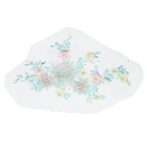 Uxcell Flower Fabric Beaded Lace Applique, 3D Sew on Flower Fabric Patches Embroidered Pearl Lace Patch with Sequins for DIY Sewing Clothing Wedding Dress Decoration(Right, Blue Green)