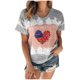 thumbnail image 1 of Día de la Independencia Moda Mujer Casual Cuello redondo Manga corta Impreso Señoras Tops Blusa Pompotops hkajfhjk467295, 1 of 5