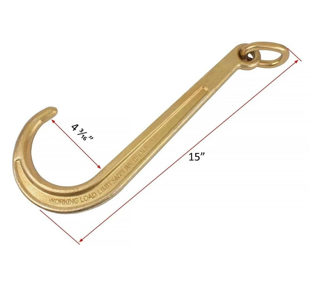Mytee Products 5/16"x3' Leg Grade 70 V-Chain Bridle Tow w/ 15" Large Shank J Hook, T-J Hook & Grab Hooks for Towing - 4700 LBS WLL Tow Truck Chain Accessories for Flatbed Trailer Wrecker Recovery