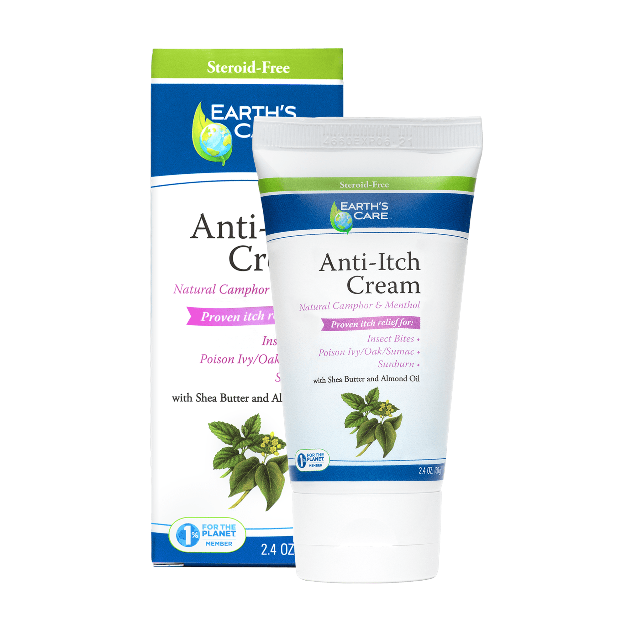 Earth's Care Anti Itch Cream with Natural Active Ingredients Camphor & Menthol- Paraben-Free - 2.4 oz