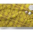 thumbnail image 2 of Soimoi Yellow Cotton Cambric Fabric Quaterfoil Damask Print Sewing Fabric Yard 56 Inch Wide, 2 of 3