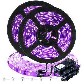 Rosnek 16.4ft/300LEDs UV Black Light Strip, UV Purple Lamp Bar Black Light Beads 12VDC Flexible Blacklight Strip Bar Light, for Halloween Party Room