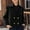 Black, variant on ATENAR Suede Jacket Women Cropped Jacket Women Cardian Lightweight Collared Long Sleeve Black XL