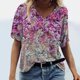 thumbnail image 1 of Pntutb Tallas grandes Mujer Manga corta Impreso Cuello en V Tops Camiseta Blusa Pntutb Pntutb-4074, 1 of 4
