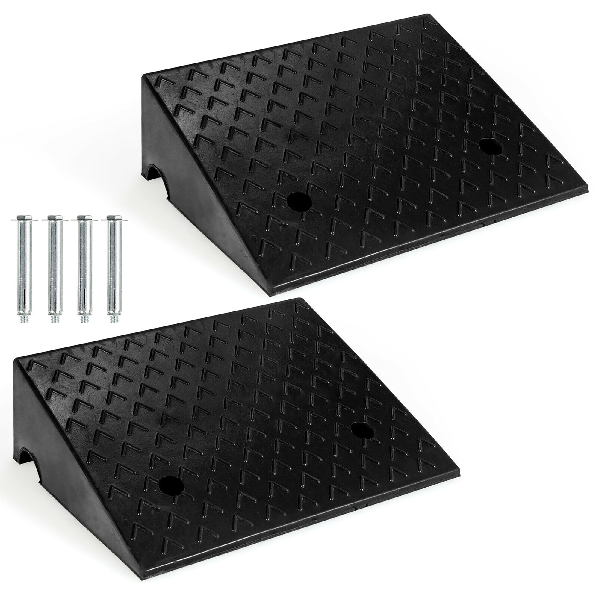 2 Pack 4.3/6.1" 5 Ton Portable Industrial Warehouse Rubber Curb Dolly Ramp Black 