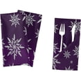 thumbnail image 5 of GZHJMY Christmas Cloth Napkin Snowflake Purple Xmas Kitchen Dining Table Decor for Cocktail Family Gathering Party Everyday Use Dinner Napkin 6 Pack 20" × 20", 5 of 6