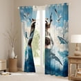 thumbnail image 3 of Feelyou Raccoon Riding Shark Black Out Curtains, Kawaii Sealife Animal Curtains Pack of 2 (42x63 Each), Ocean Birds Bedroom Curtains, Curtains and Drapes Home Decor, 3 of 6