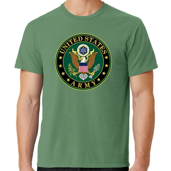 Mens US Army Insignia Cotton Tee Shirt, Medium Safari Green