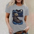thumbnail image 2 of Cute Otter Starry Night Graphic Tees for Women 2026 Summer Casual Short Sleeve Crewneck T Shirts, 2 of 4
