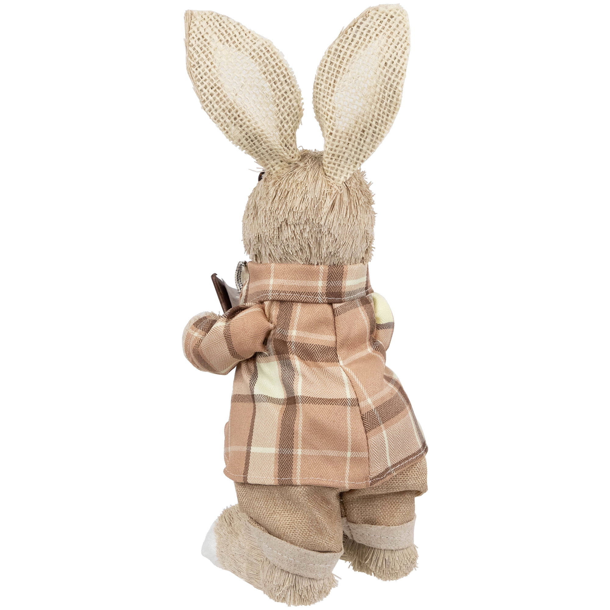 Northlight Boy Easter Rabbit Figurine with Plaid Jacket - 12" - Beige