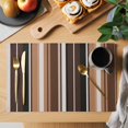 thumbnail image 2 of Brown Black Stripes Placemats Set of 12, Farmhouse Vintage Abstract Lines Placemats for Dining Table, Place Mats for Kitchen Tabletop, Waterproof Wipeable Dining Table Mats Set, 2 of 9