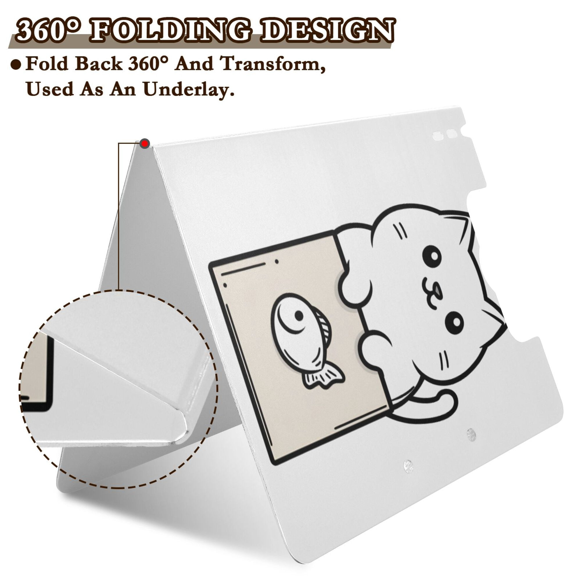 FORMRS A4 Clipboard Folder with Pen Holder Horizontal Foldable School Office Binder, Beige Chubby Cat