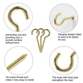 thumbnail image 4 of 30pcs Ganchos de Techo para Tazas de 1-1/4 Pulgadas, Ganchos de Tornillo para Techo y Pared, Gran Colgador, Tono Dorado, 4 of 7