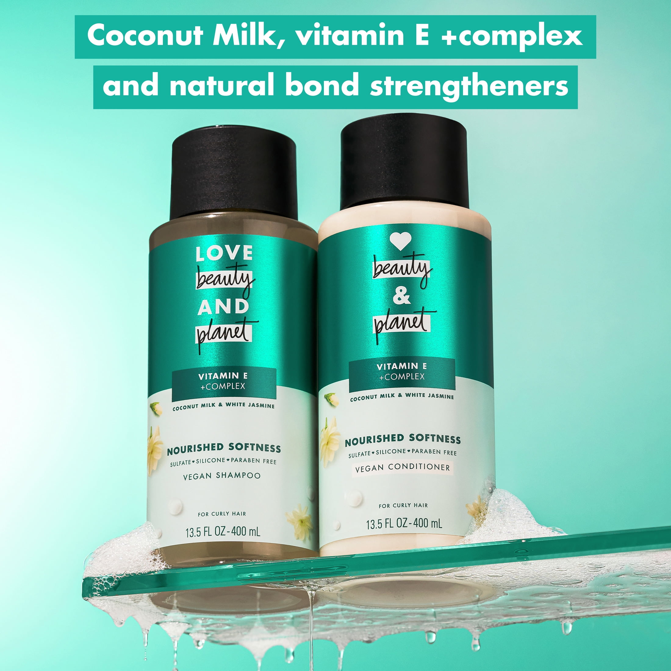 Love Beauty and Planet Daily Shampoo for Curly Hair with Coconut Milk, White Jasmine, 13.5 fl oz