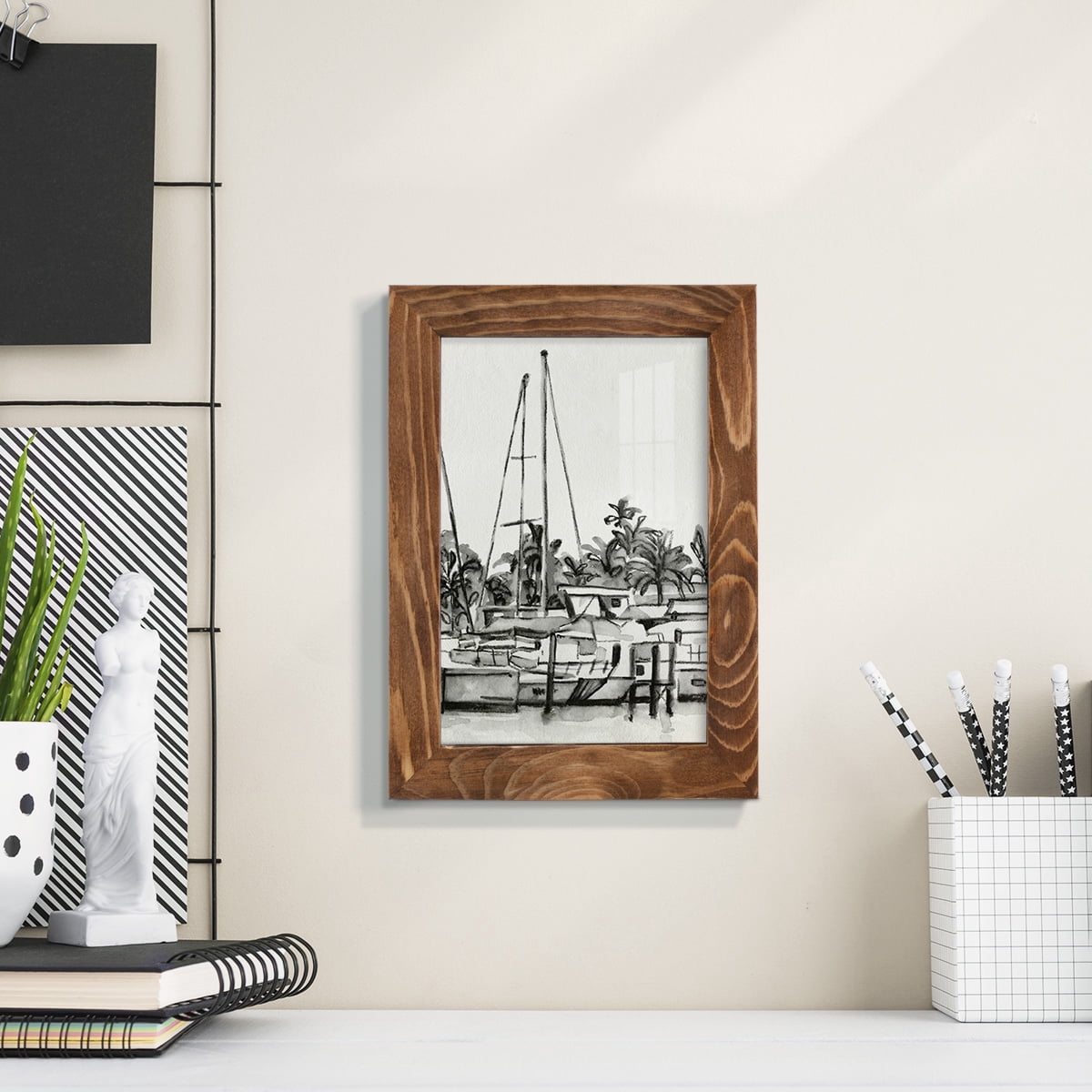 Neutral Tropics IV - Framed Print w/glass - Walnut