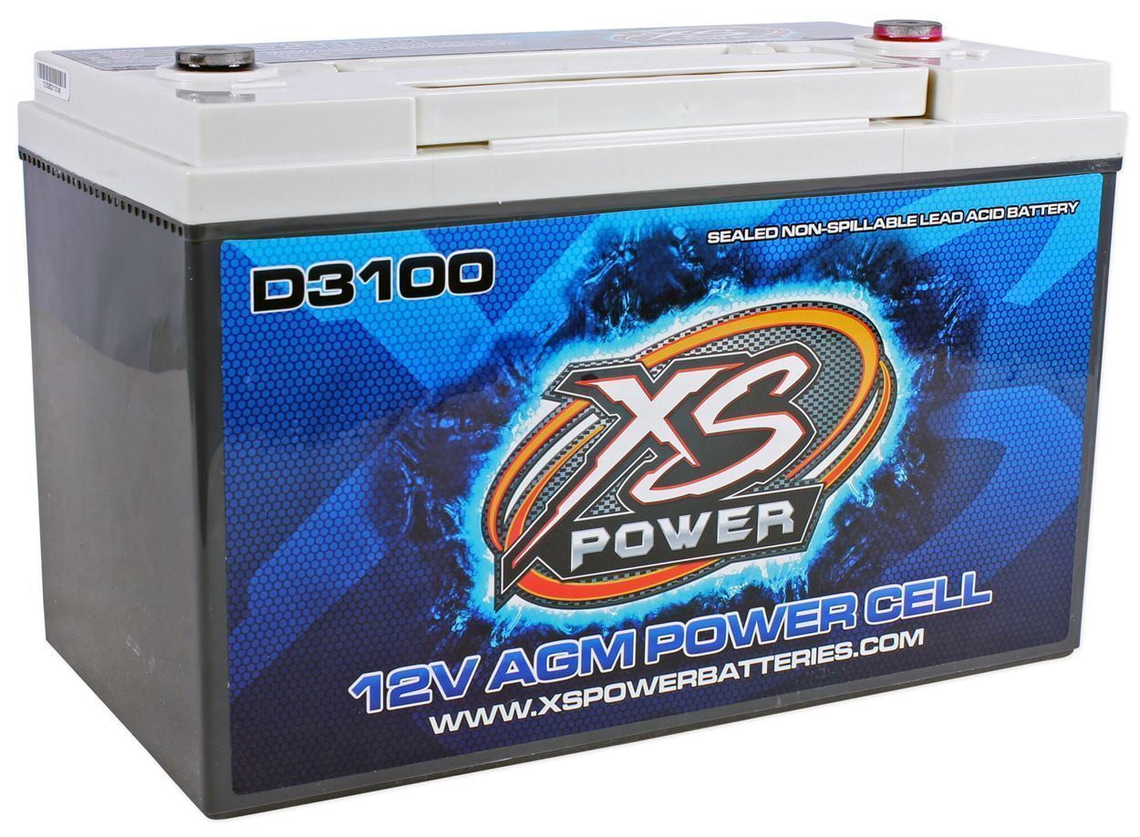 XS Power D3100 5000 Amp Power Cell Car Battery + Hardware + Power/Ground Wires