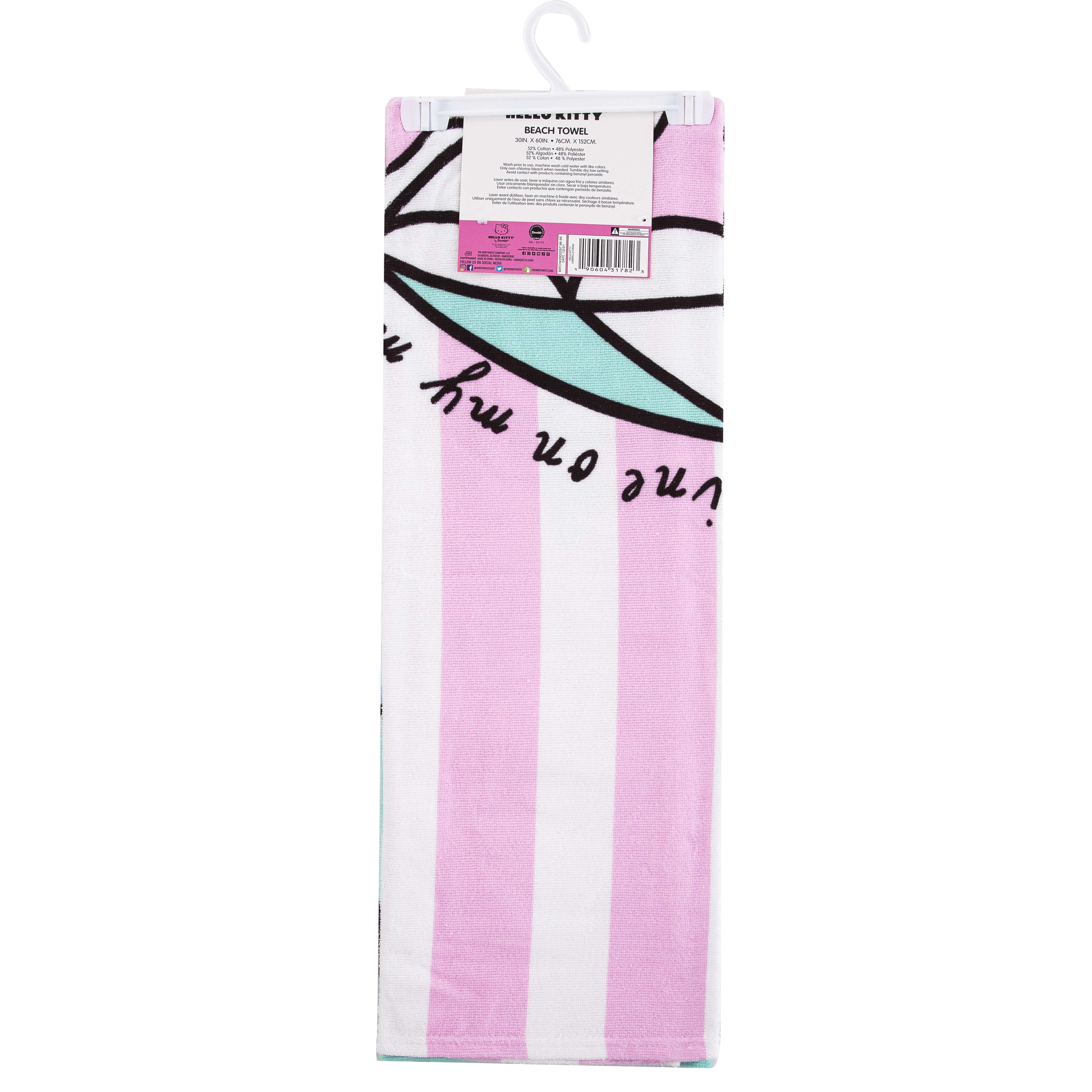 Hello Kitty Umbrella Drink 30in x 60in Beach Towel