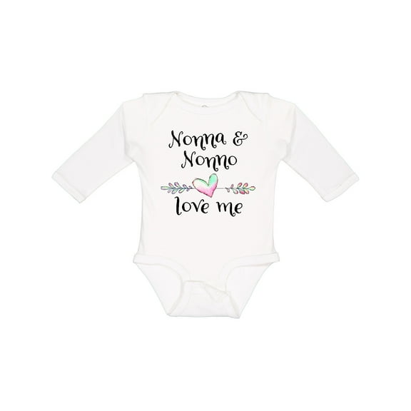 Inktastic Nonna and Nonno Love Me Heart Grandchild Boys or Girls Long Sleeve Baby Bodysuit