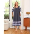 thumbnail image 2 of Ekouaer Womens Nightgown Short Sleeve House Dress with Pockets-Floral Print Mumu Dress, 2 of 6
